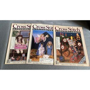 Vintage Cross Stitch & Country Crafts Magazine Bundle - Holiday Banners Dolls 80